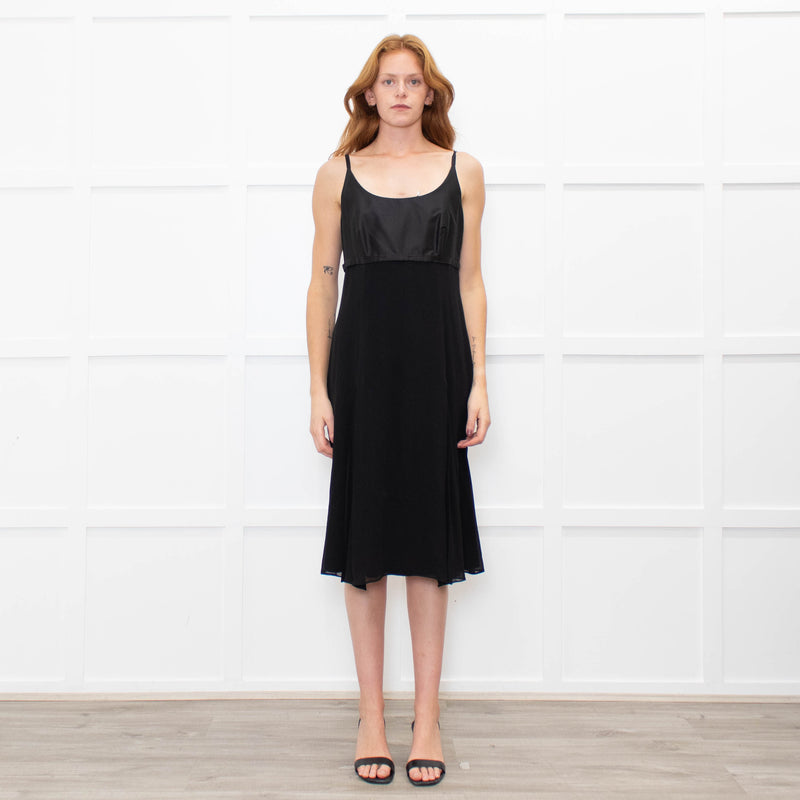 Max Mara Black Sleeveless Diamante Buckle Dress