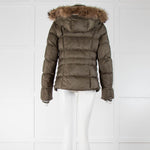 Bogner Khaki Padded Coat with Fur Hood