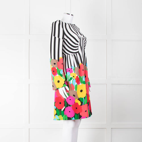 Tibi White Multicolour Striped And Floral Dress