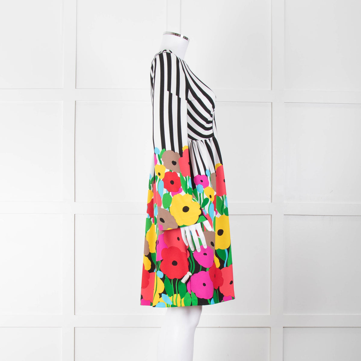Tibi White Multicolour Striped And Floral Dress