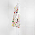 Oscar De La Renta Cream Black Polka Dot Floral Sleeveless Dress