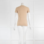 TSE Camel Cashmere Short Sleeve V Neck Top