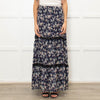 Ridley Navy White Floral Print Elasticated Waist Skirt