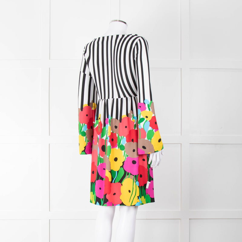Tibi White Multicolour Striped And Floral Dress