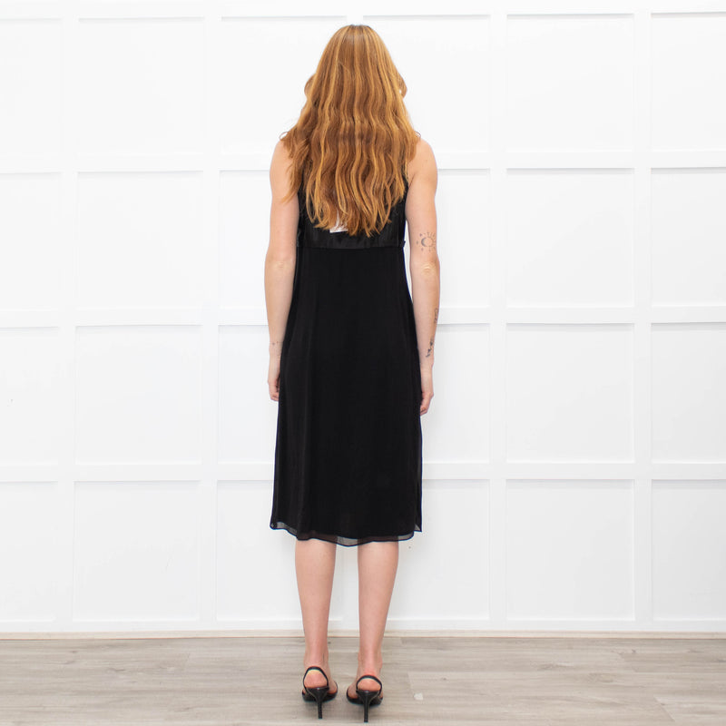 Max Mara Black Sleeveless Diamante Buckle Dress