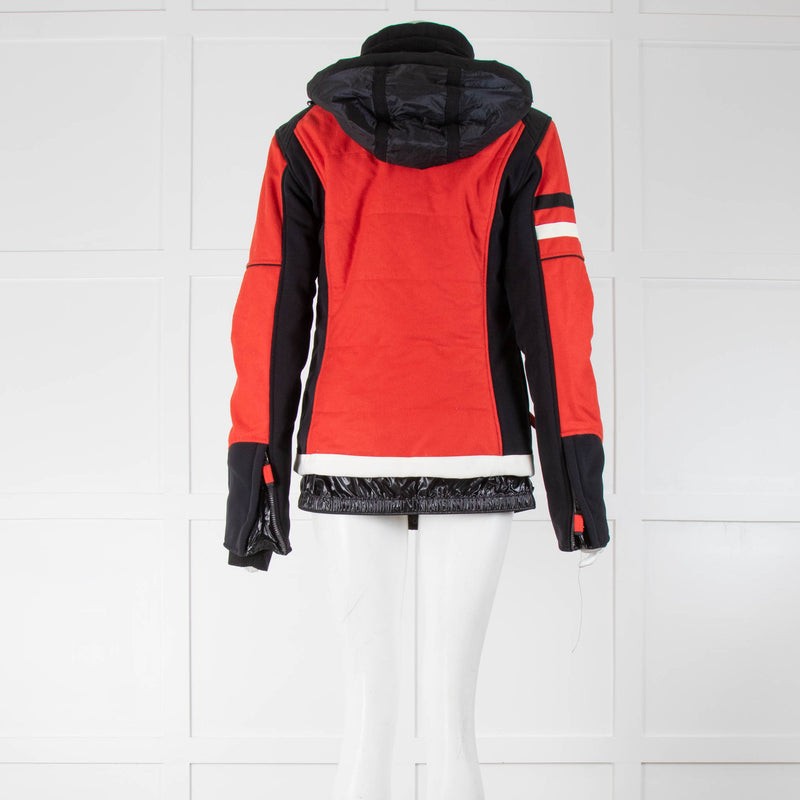 Frauenschuh Red Navy and Cream Mixed Hooded Ski Jacket