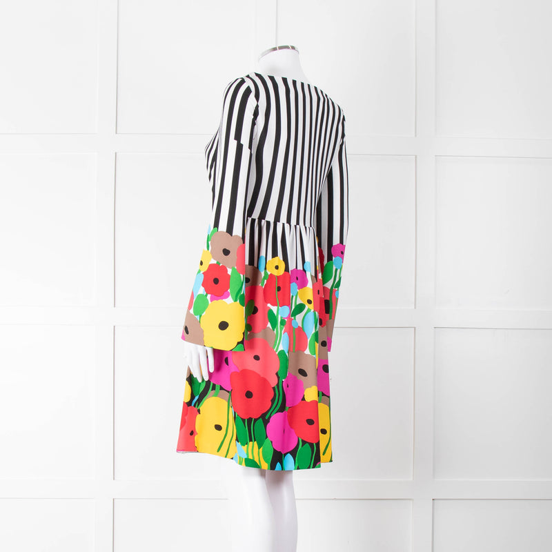 Tibi White Multicolour Striped And Floral Dress