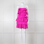 Emilio De La Morena Pink Ruffled Strapless Mini Dress