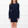 Joseph Navy Ribbed Side Zip Merino Wool Sweater Dress