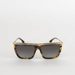 Victoria Beckham Green Tortoise Shell Flat Top Sunglasses with Gold Trim