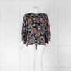 ba&sh Black Purple Blue And Mustard Paisley Blouse