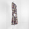 Max & Co Navy Yellow Blue Floral Frill Trim Long Sleeve Dress