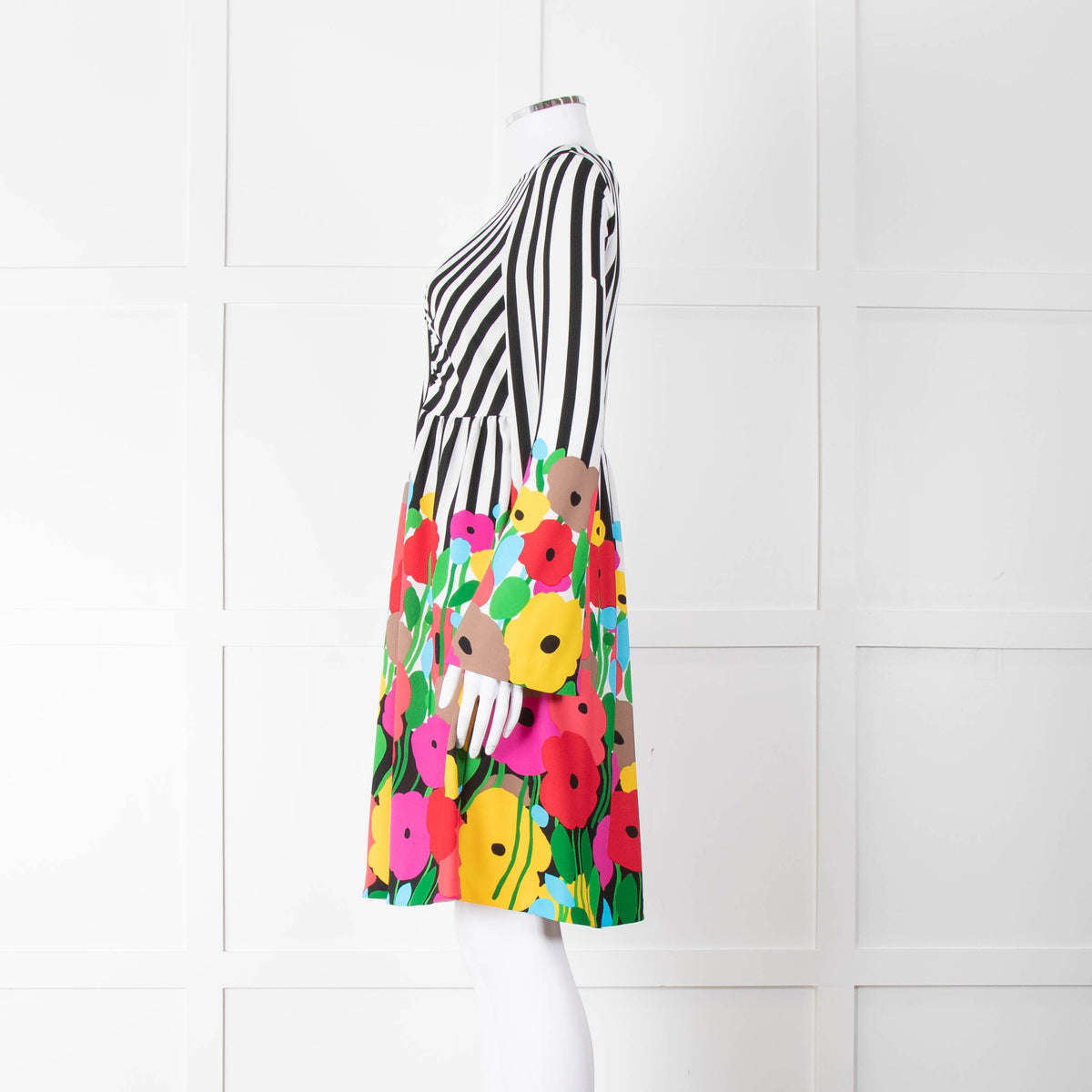 Tibi White Multicolour Striped And Floral Dress