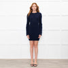 Joseph Navy Ribbed Side Zip Merino Wool Sweater Dress