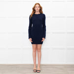 Joseph Navy Ribbed Side Zip Merino Wool Sweater Dress