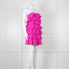 Emilio De La Morena Pink Ruffled Strapless Mini Dress