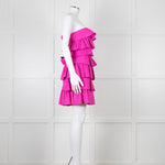 Emilio De La Morena Pink Ruffled Strapless Mini Dress