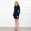 Joseph Navy Ribbed Side Zip Merino Wool Sweater Dress