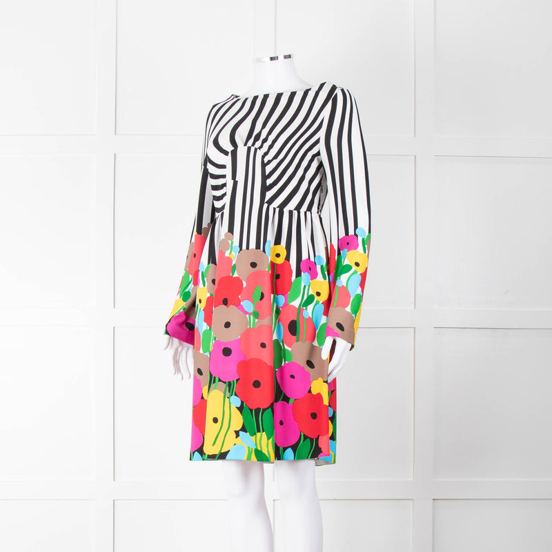 Tibi White Multicolour Striped And Floral Dress