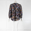 ba&sh Black Purple Blue And Mustard Paisley Blouse