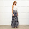 Ridley Navy White Floral Print Elasticated Waist Skirt