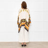 La Double J Cream Black Orange Silk Flower Print Wide Shirt