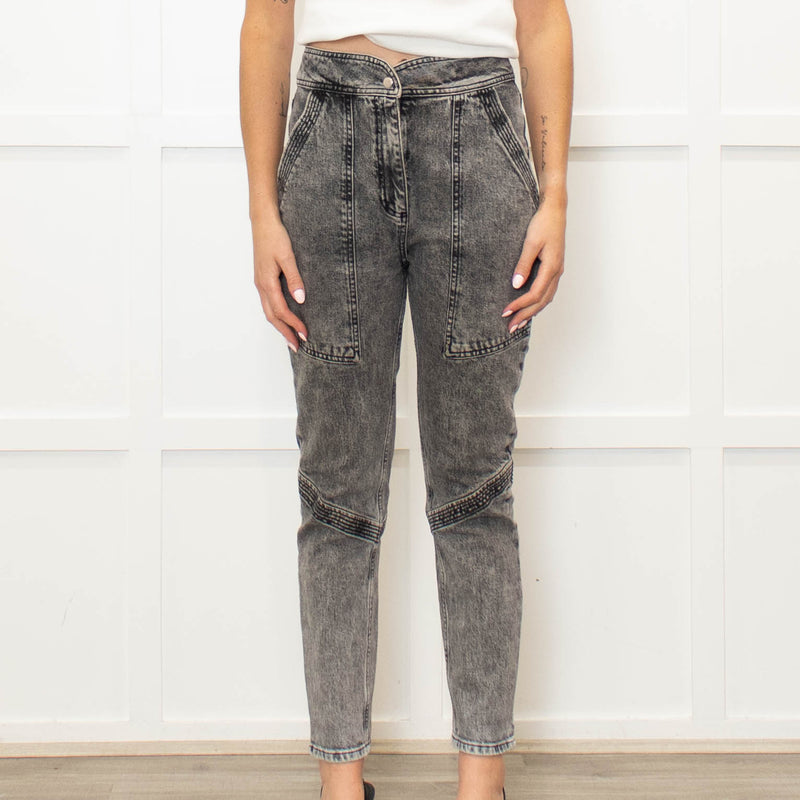 Ba&sh Grey Denim Acid Washed Jeans