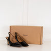Flattered Black Leather Pointy Slingbacks