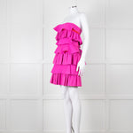 Emilio De La Morena Pink Ruffled Strapless Mini Dress