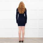 Joseph Navy Ribbed Side Zip Merino Wool Sweater Dress