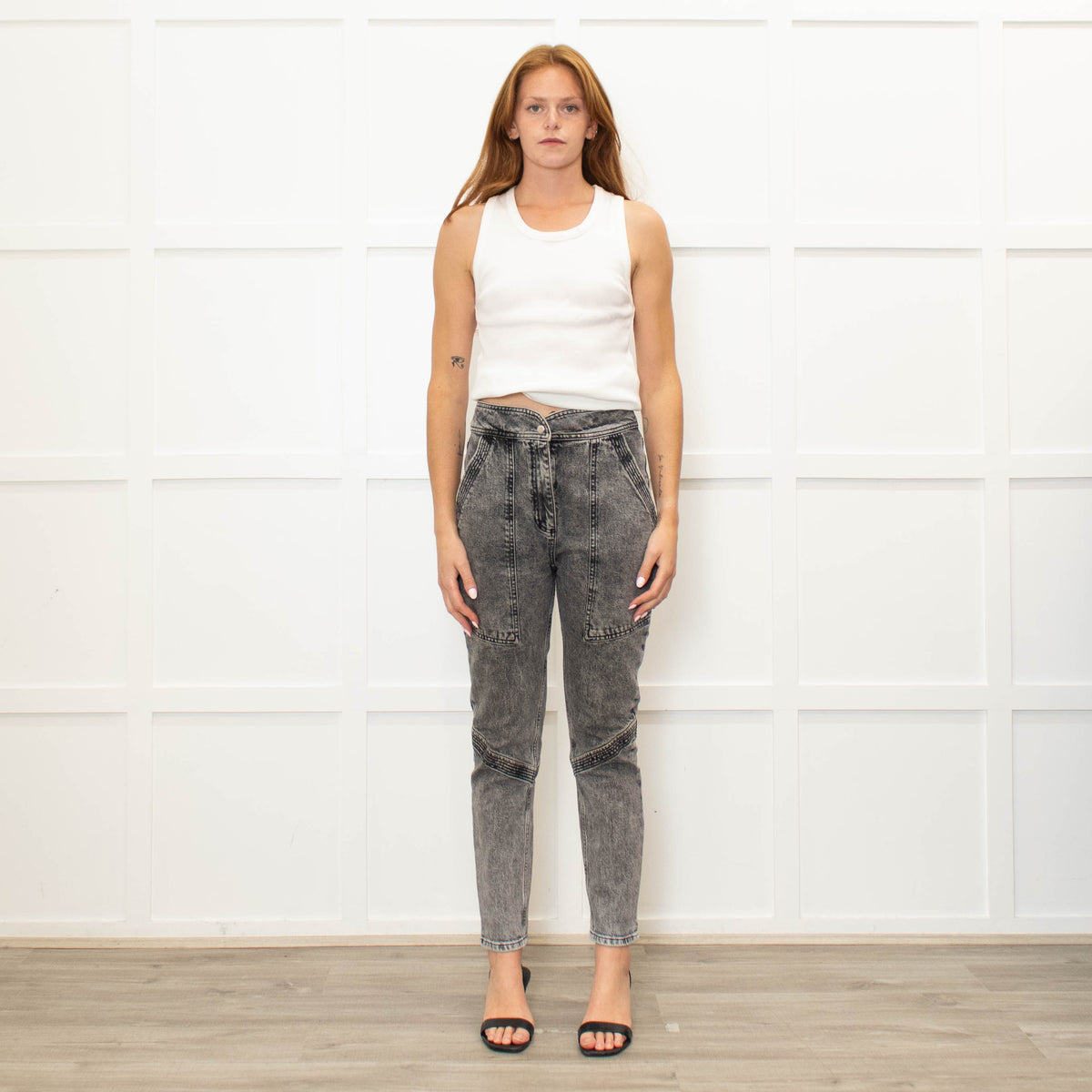 Ba&sh Grey Denim Acid Washed Jeans