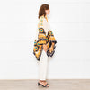 La Double J Cream Black Orange Silk Flower Print Wide Shirt