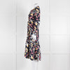 Max & Co Navy Yellow Blue Floral Frill Trim Long Sleeve Dress