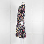 Max & Co Navy Yellow Blue Floral Frill Trim Long Sleeve Dress