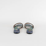Christian Dior Navy Yellow Dway Cotton Flat Slide Shoes