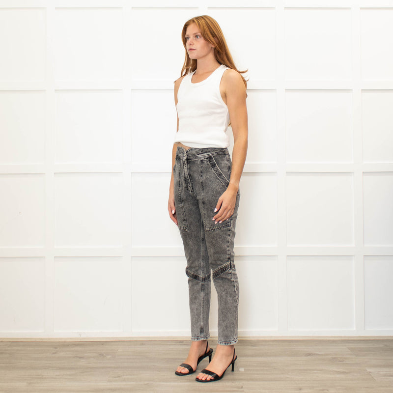 Ba&sh Grey Denim Acid Washed Jeans