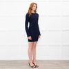 Joseph Navy Ribbed Side Zip Merino Wool Sweater Dress