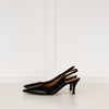 Flattered Black Leather Pointy Slingbacks