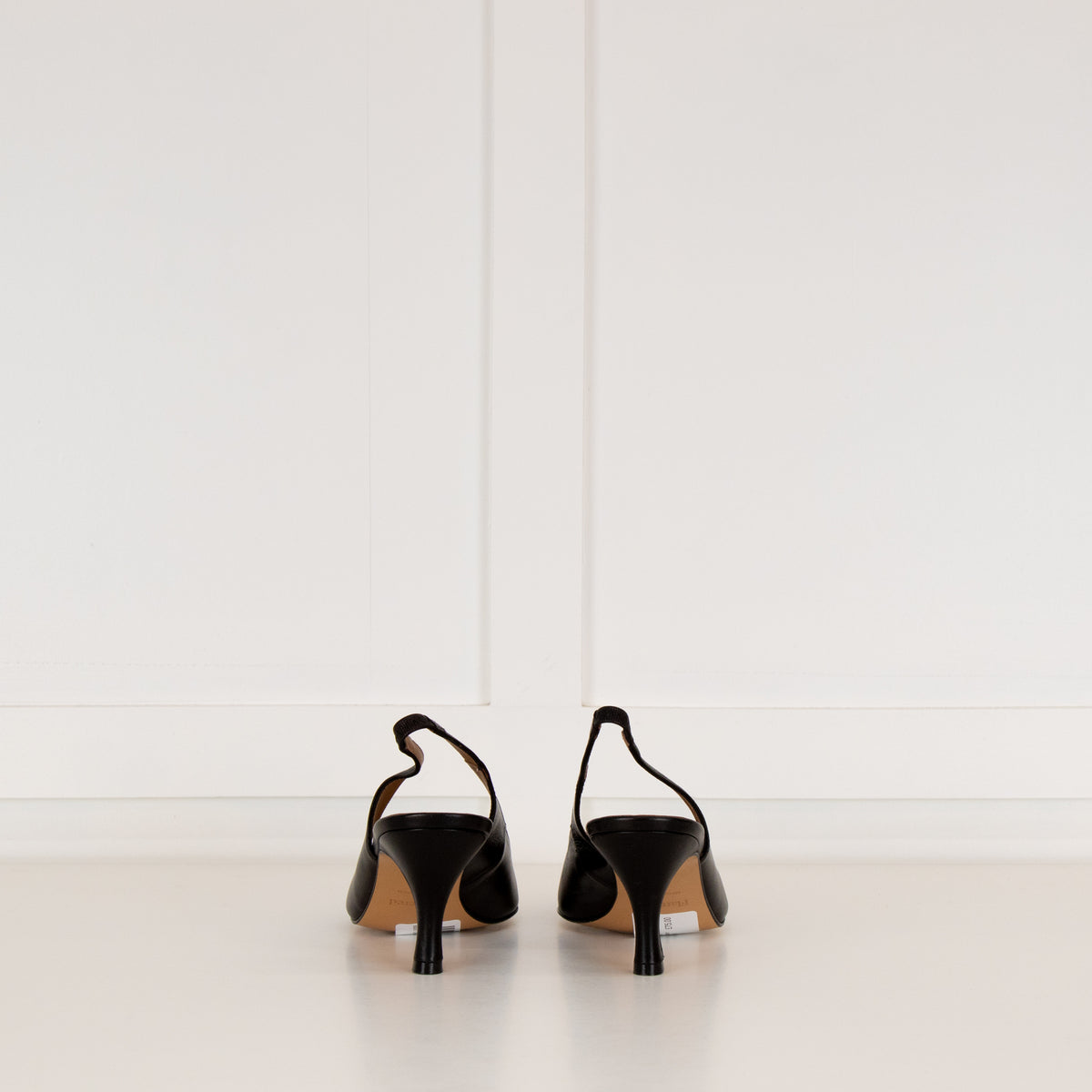 Flattered Black Leather Pointy Slingbacks