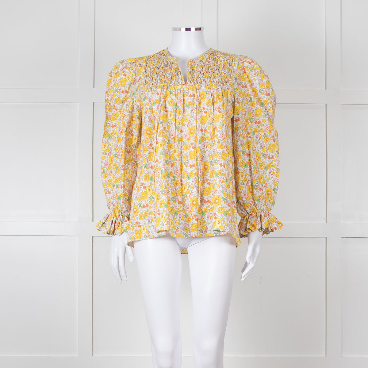 Seraphina Cream Yellow Floral Cotton Long Sleeve Top