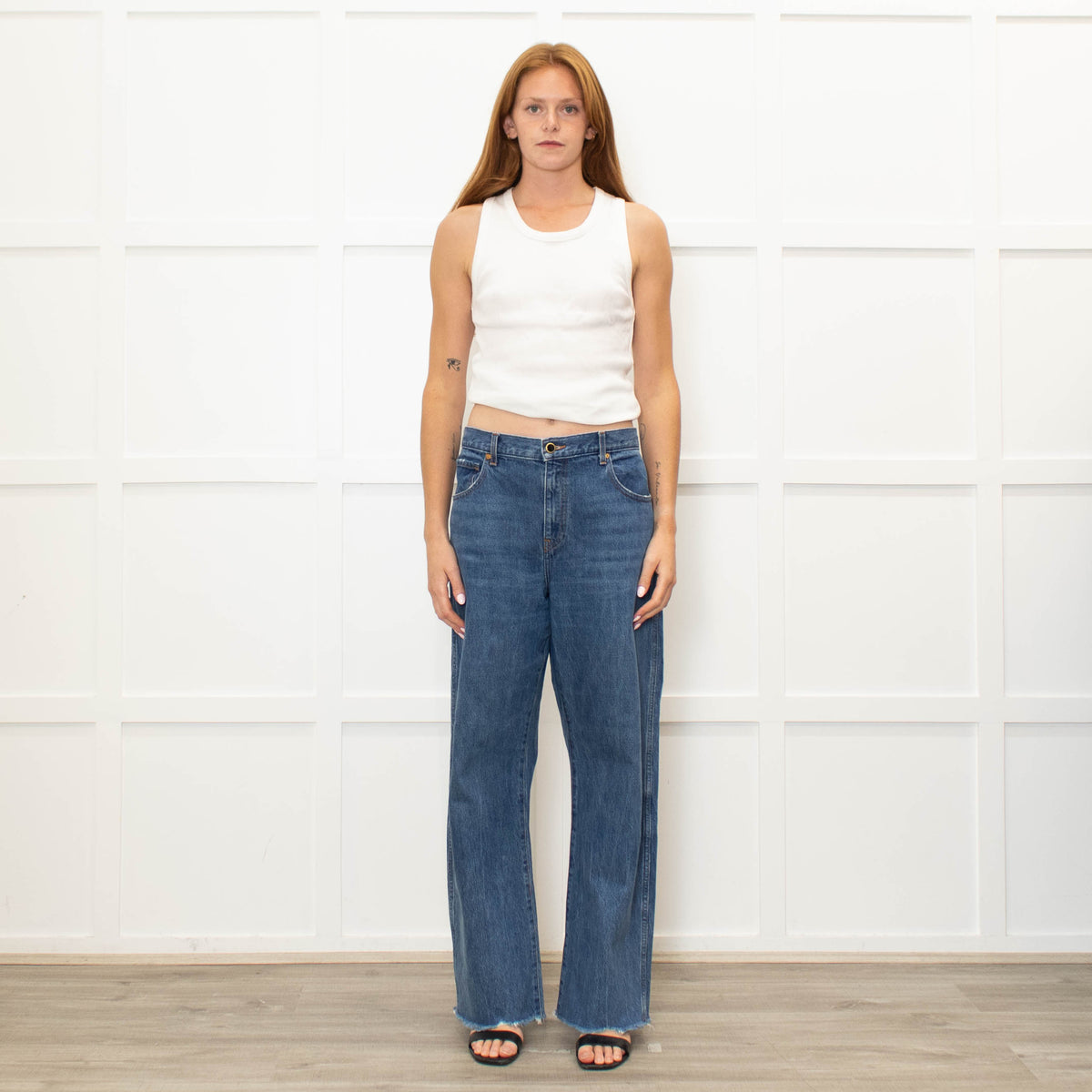 Khaite Blue Denim Kerrie Raw Edge Jeans