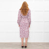 Sezane White Burgundy Floral Long Sleeve Belted Dress