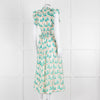 ME + EM Cream Turquoise Floral Frill Trim Cotton Dress