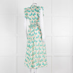 ME + EM Cream Turquoise Floral Frill Trim Cotton Dress