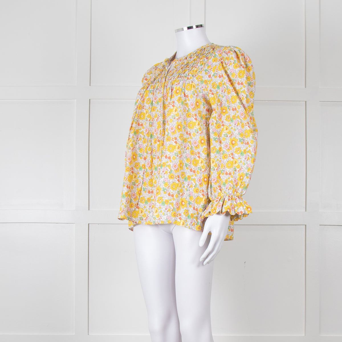 Seraphina Cream Yellow Floral Cotton Long Sleeve Top