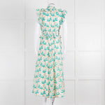 ME + EM Cream Turquoise Floral Frill Trim Cotton Dress