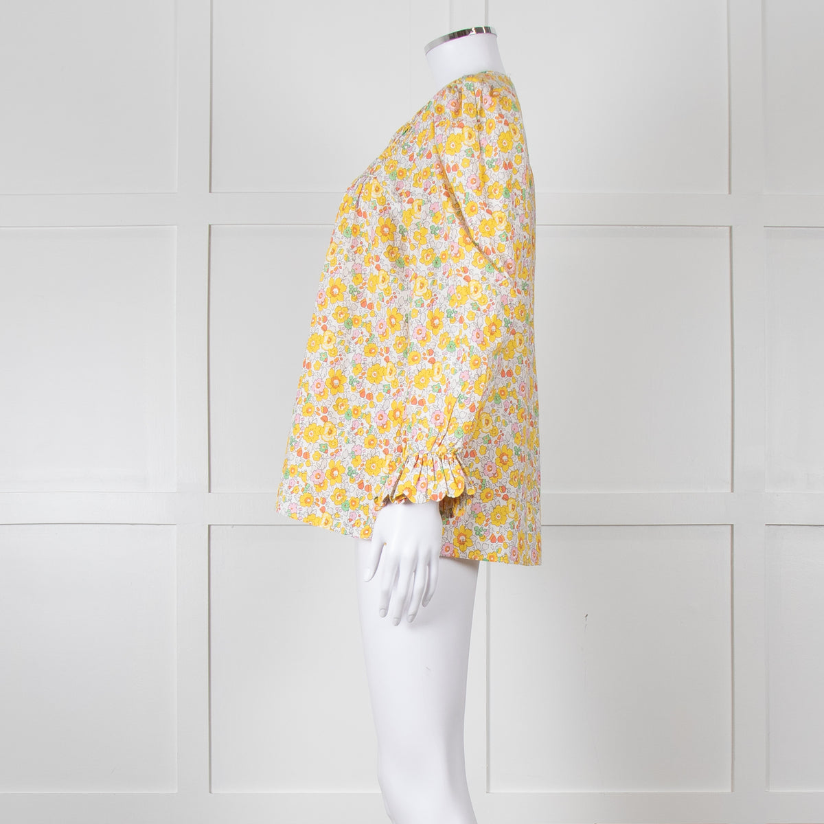 Seraphina Cream Yellow Floral Cotton Long Sleeve Top