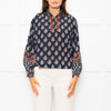 Vanessa Bruno Navy White Print Embroidered Top