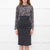 Paule Ka Grey Animal Print Top Long Sleeve Dress