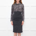 Paule Ka Grey Animal Print Top Long Sleeve Dress
